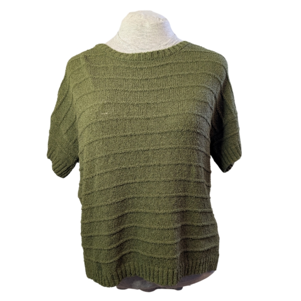 Peyton Primrose SzL Olive Green Cotton Sweater VGUC
